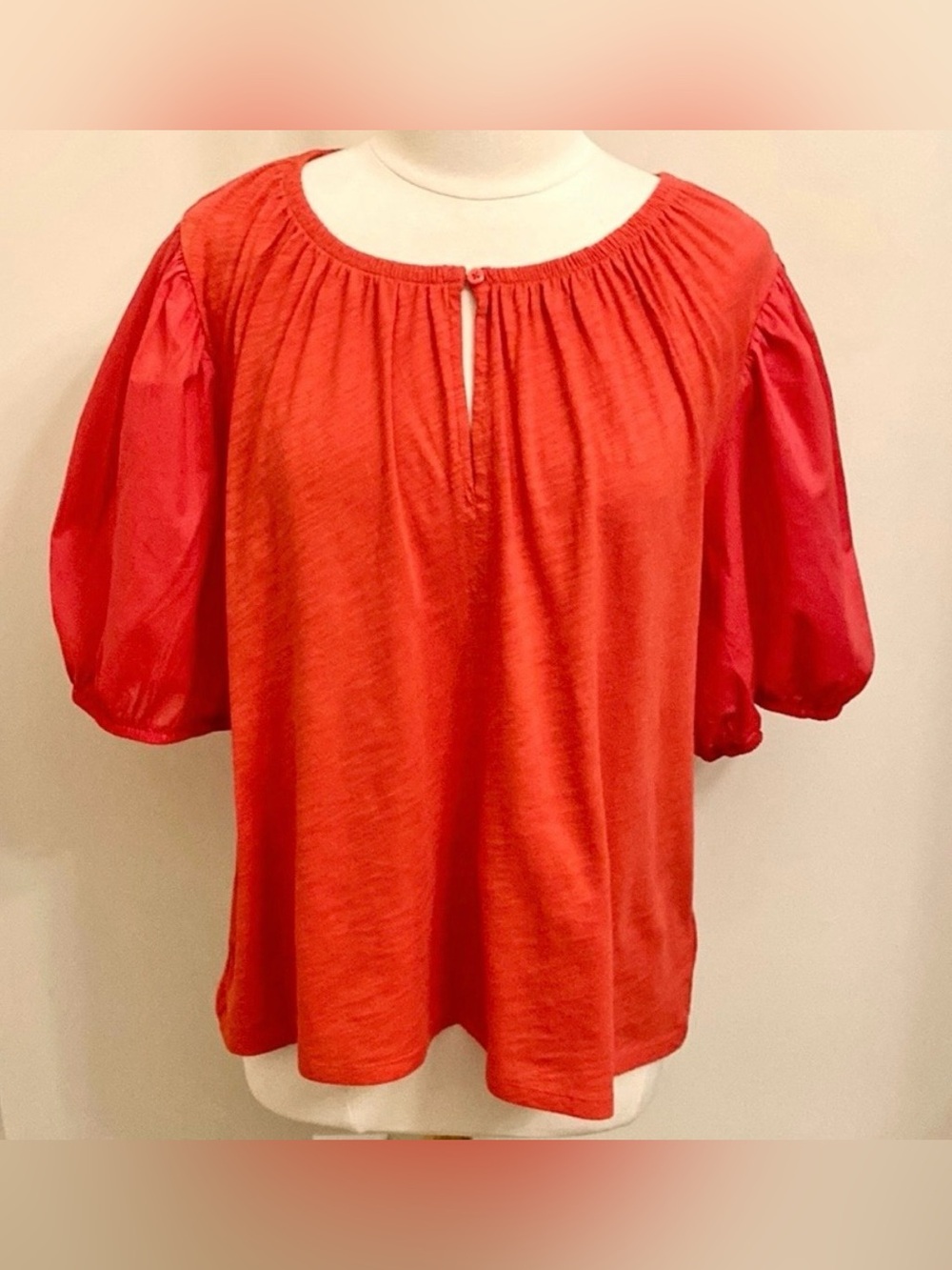 Old Navy Cherry Tomato Red SZ XL Boho Chic Preppy Cottagecore Peasant Breezy Top